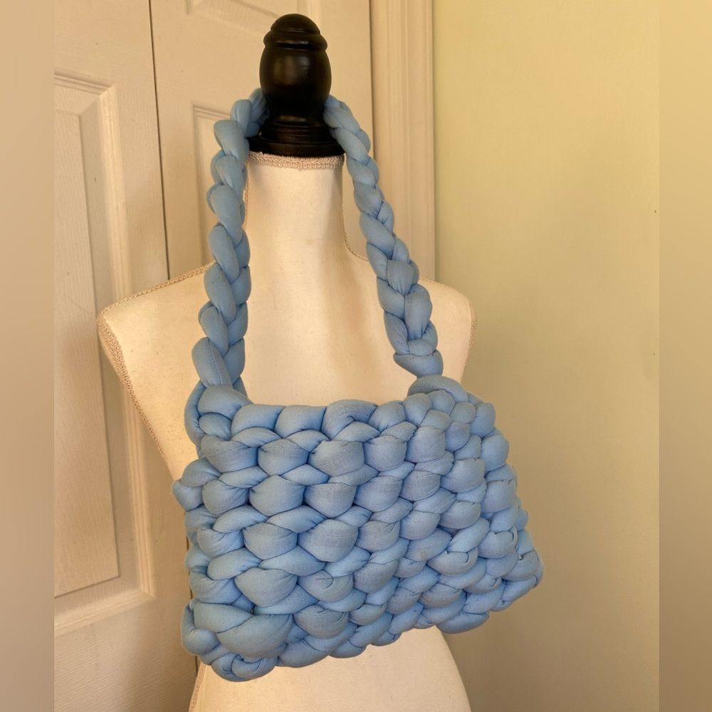 Handmade Crochet Baby Blue Handbag - Picture 5 of 6